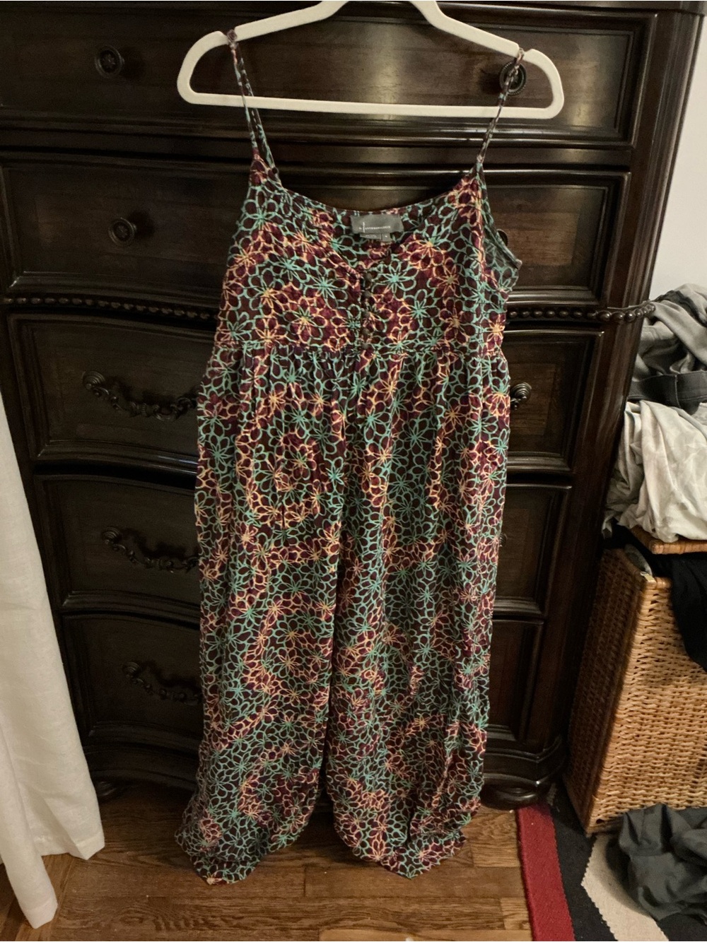 Anthropologie Multicolor Floral-Chain Print Spaghetti-Strap Jumpsuit